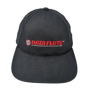 Data Flute Strapback Hat Black One Size Adjustable Embroidered Graffiti